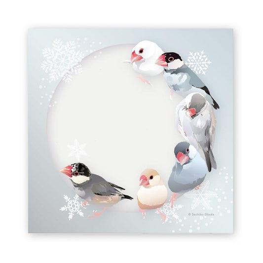 付箋　とりアート　雪文鳥