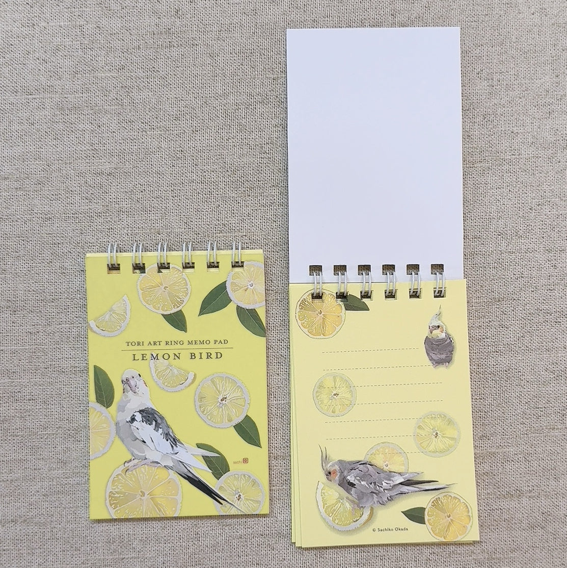 ミニリングメモ　とりアート　オカメインコ