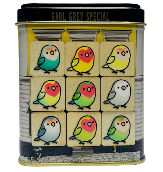 Chubby Bird　木製マグネット　コザクラインコ　ミニサイズ　9個　クーポン利用不可