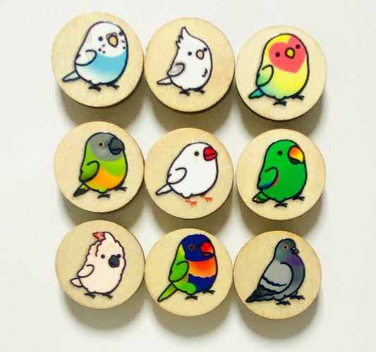 Chubby Bird　木製マグネット　いろんな鳥さん　G　ミニサイズ　9個セット　丸型　クーポン利用不可 - Sweet Birdie Boutique