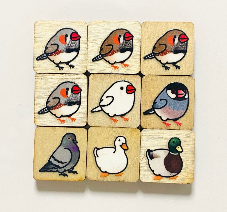 Chubby Bird　木製マグネット　いろんな鳥さん　2　ミニサイズ　9個セット　四角型　クーポン利用不可 - Sweet Birdie Boutique