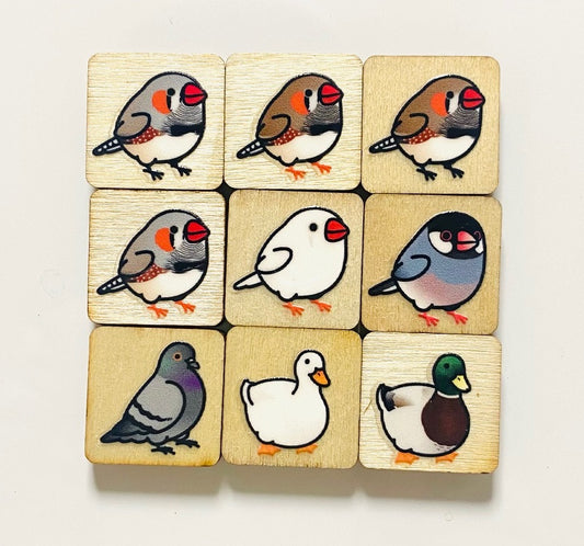 Chubby Bird　木製マグネット　いろんな鳥さん　2　ミニサイズ　9個セット　四角型　クーポン利用不可
