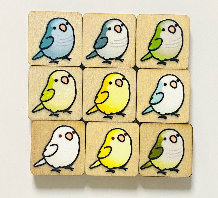Chubby Bird　木製マグネット　オキナインコ　ミニサイズ　9個セット　クーポン利用不可 - Sweet Birdie Boutique