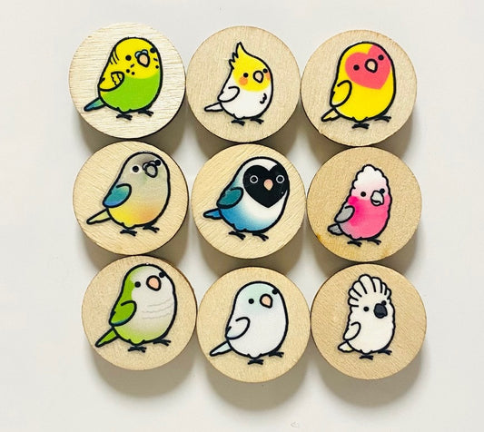 Chubby Bird　木製マグネット　いろんな鳥さん　B　ミニサイズ　9個セット　丸型　クーポン利用不可 - Sweet Birdie Boutique
