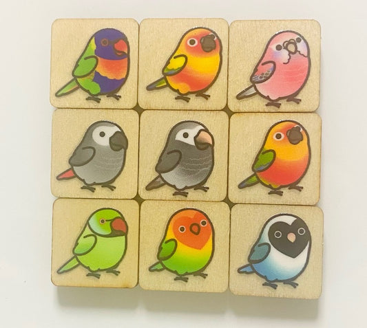 Chubby Bird　木製マグネット　いろんな鳥さん　4　ミニサイズ　9個セット　四角型　クーポン利用不可 - Sweet Birdie Boutique