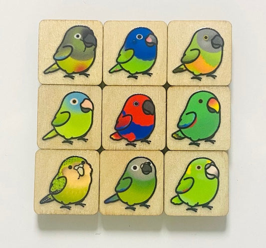 Chubby Bird　木製マグネット　いろんな鳥さん　1　ミニサイズ　9個セット　四角型　クーポン利用不可 - Sweet Birdie Boutique