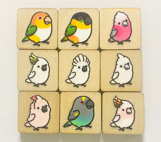 Chubby Bird　木製マグネット　いろんな鳥さん　3　ミニサイズ　9個セット　四角型　クーポン利用不可 - Sweet Birdie Boutique