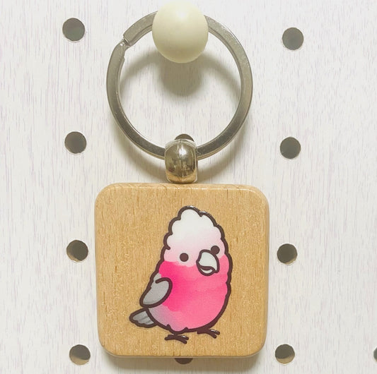 Chubby Bird　木製キーホルダー　モモイロインコ　クーポン利用不可