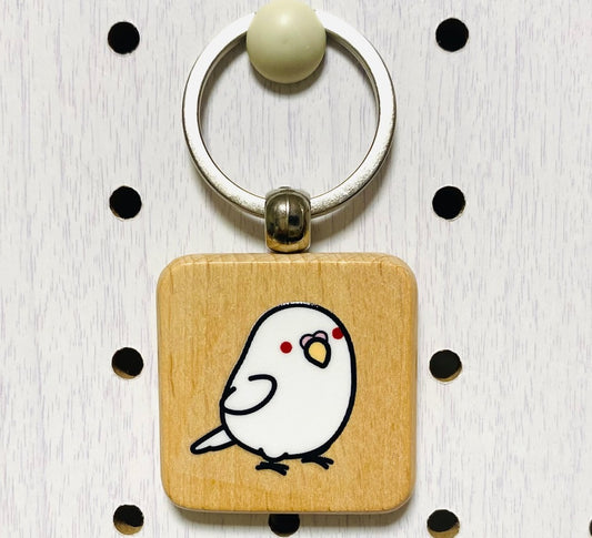 Chubby Bird　木製キーホルダー　セキセイインコ　クーポン利用不可
