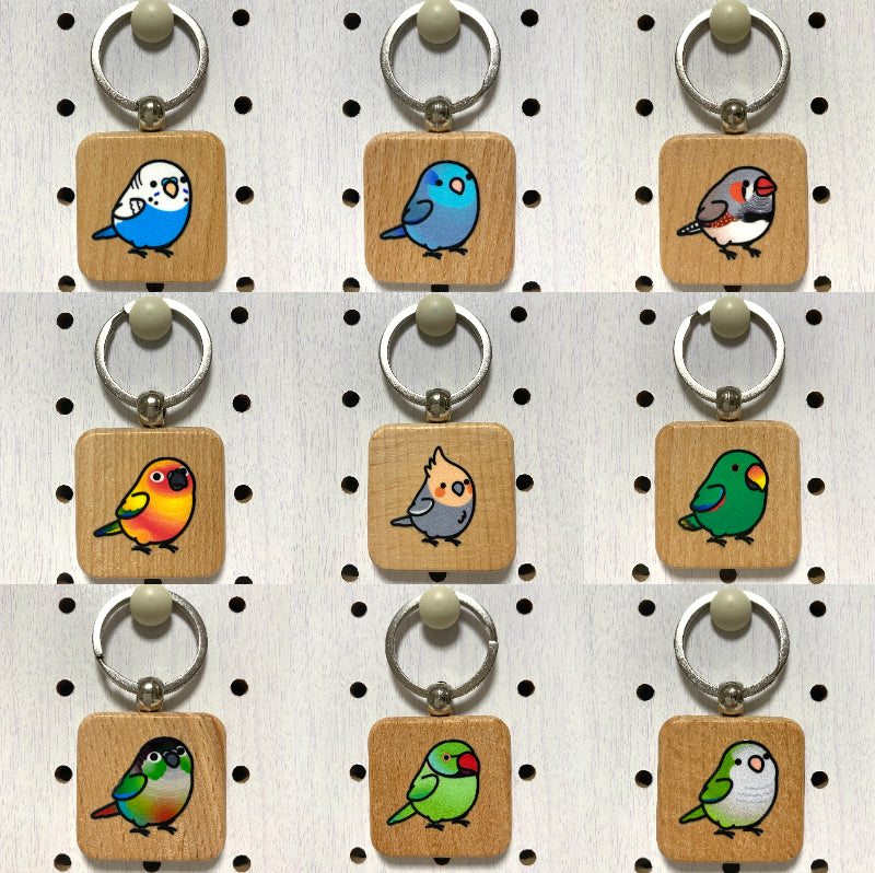 Chubby Bird　木製キーホルダー　セキセイインコ　クーポン利用不可 - Sweet Birdie Boutique