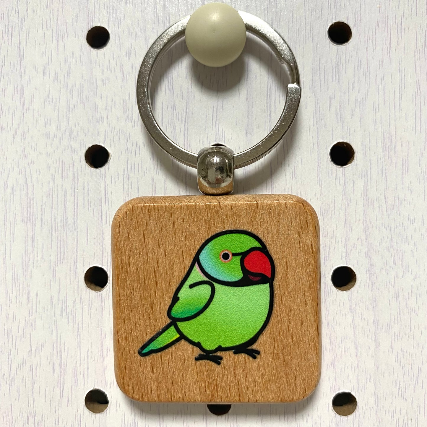 Chubby Bird　木製キーホルダー　ワカケホンセイインコ