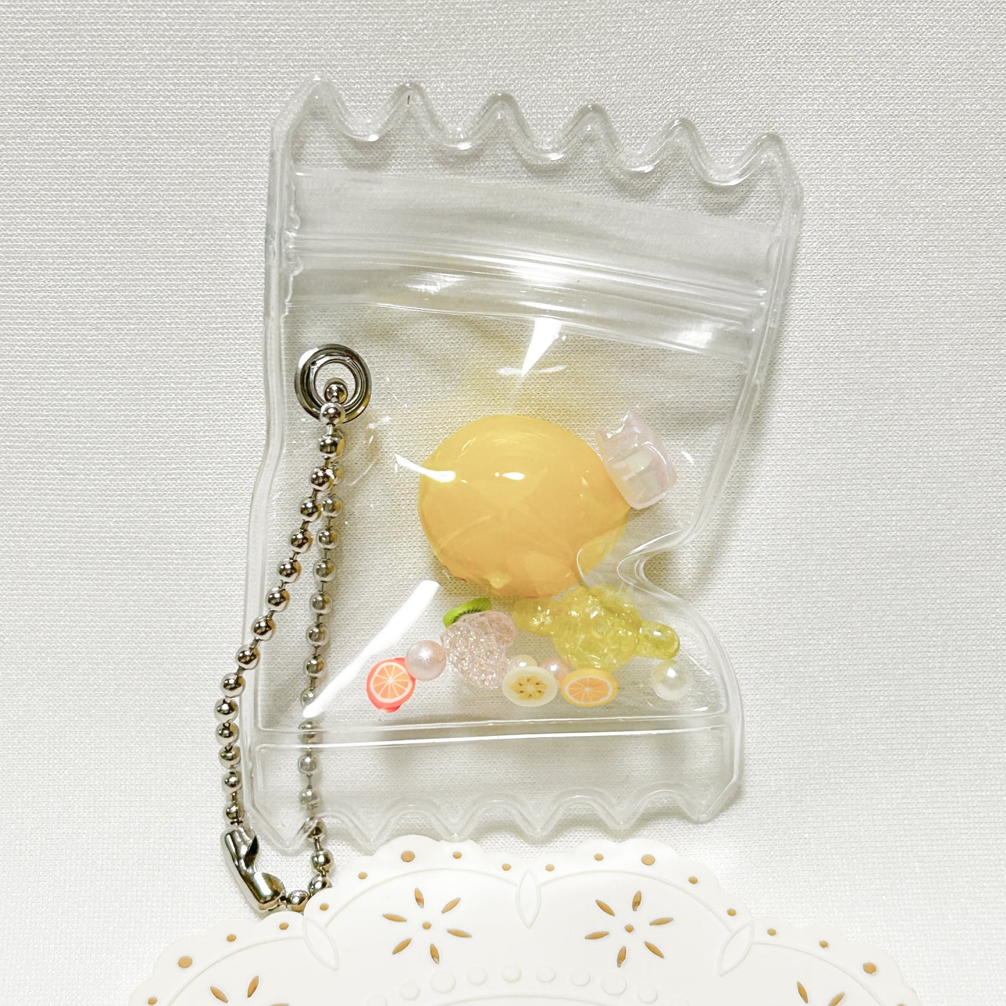 チャーム　しゃかしゃかキャンディバッグ　セキセイインコ　ルチノー