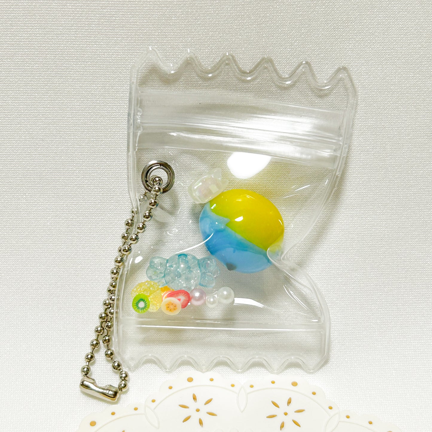 チャーム　しゃかしゃかキャンディバッグ　セキセイインコ　レインボー