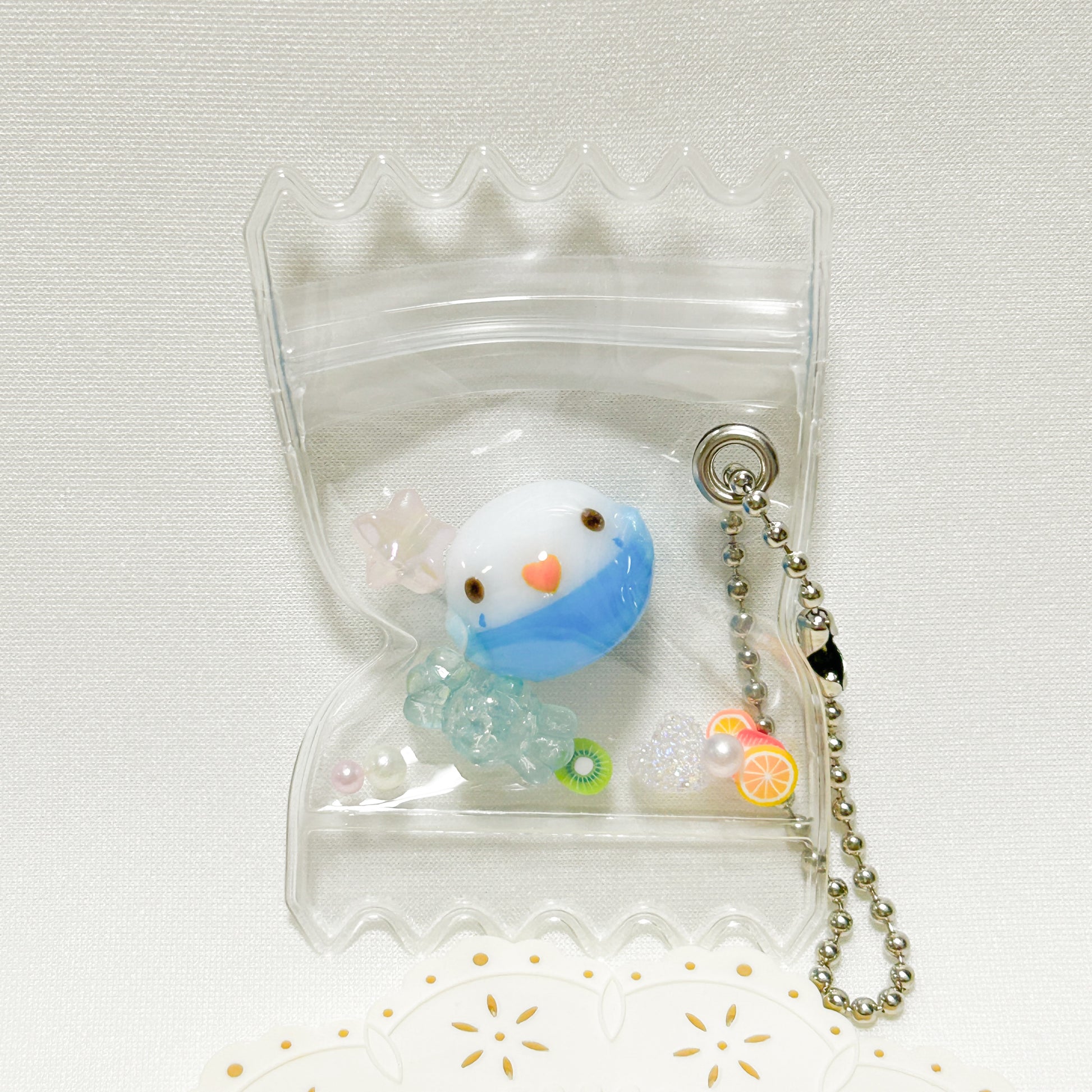 チャーム　しゃかしゃかキャンディバッグ　セキセイインコ　ブルー - Sweet Birdie Boutique