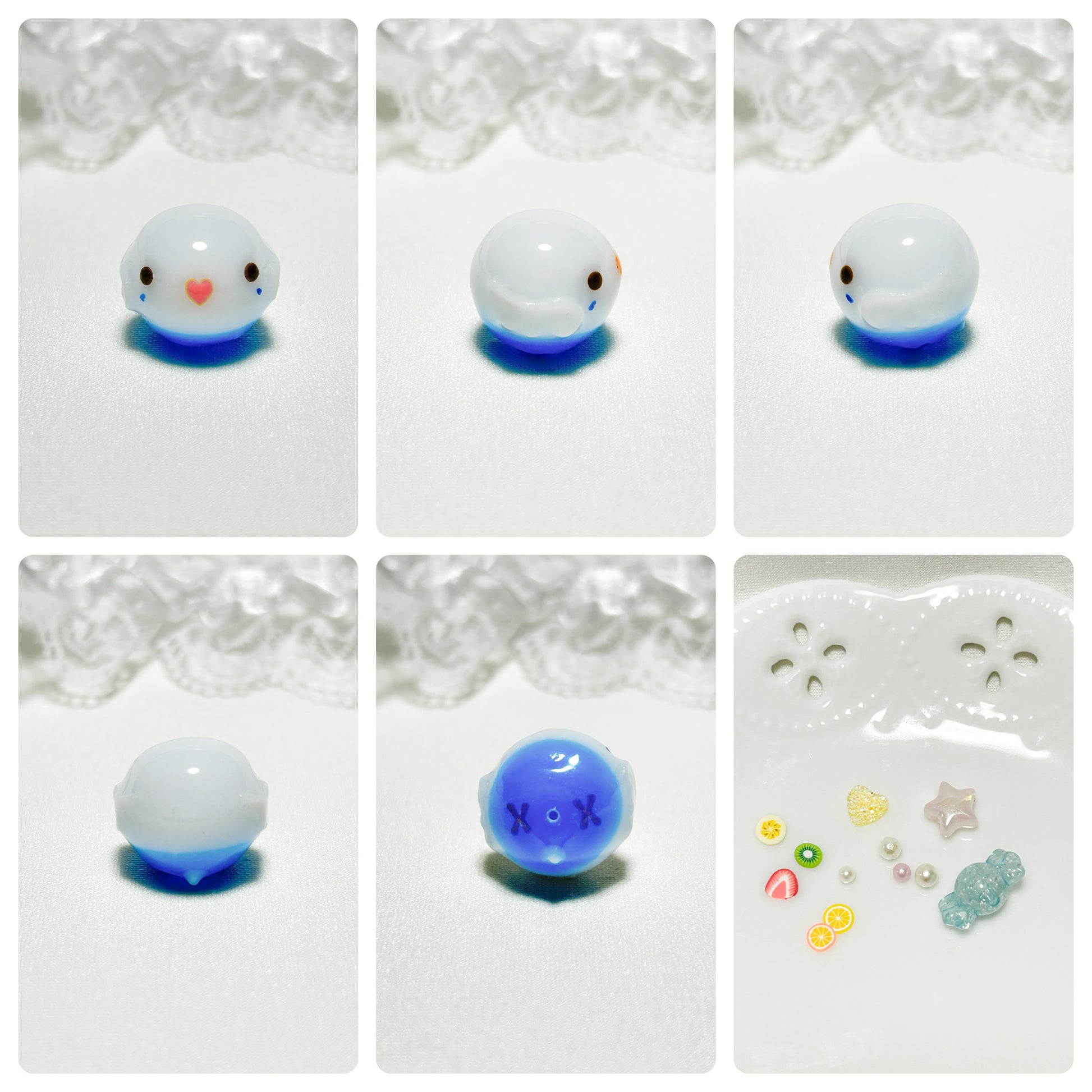 チャーム　しゃかしゃかキャンディバッグ　セキセイインコ　白ハルクイン - Sweet Birdie Boutique