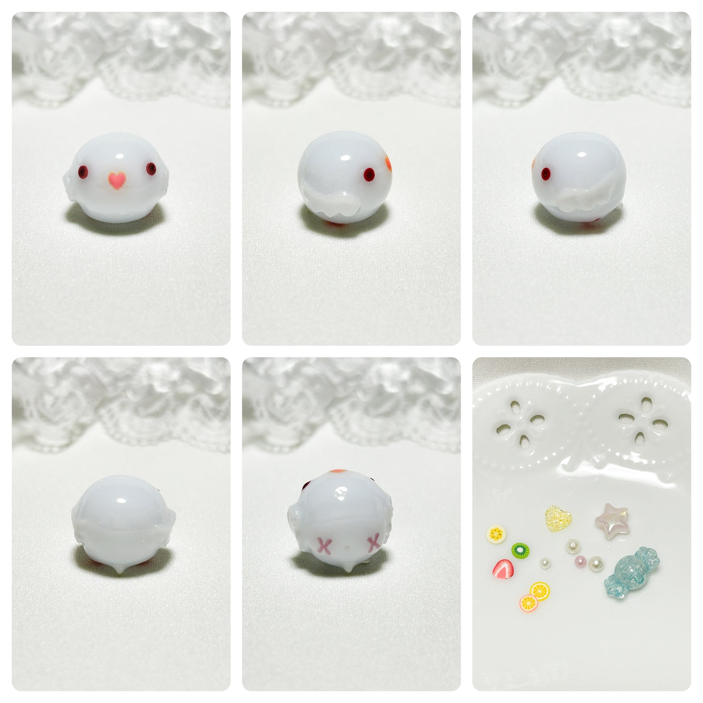 チャーム　しゃかしゃかキャンディバッグ　セキセイインコ　アルビノ