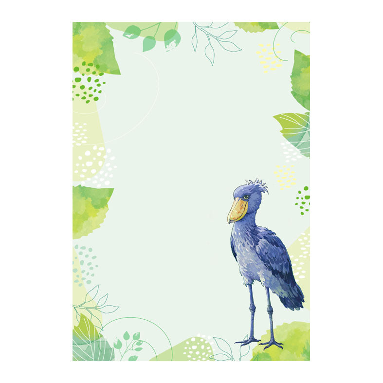 メモ帳　ハシビロコウ　ふたば　green - Sweet Birdie Boutique