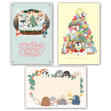 ポストカード　もこぺん　クリスマス　5種5枚セット 　ペンギン