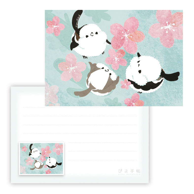 メモ帳　桜吹雪　シマエナガ - Sweet Birdie Boutique