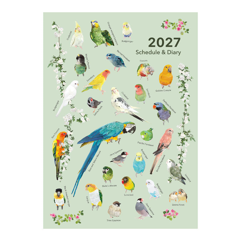2027年版 とりアート  スケジュール帳　ダイアリー A6 サイズ　12月はじまり