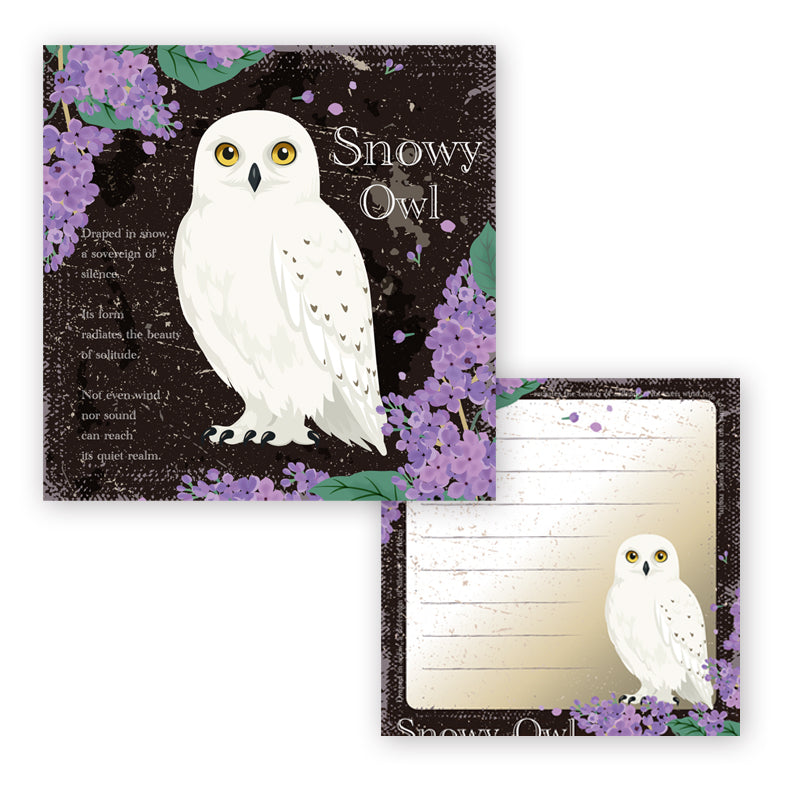 メモ帳　ヴィンテージ風　シロフクロウ　スクエア - Sweet Birdie Boutique