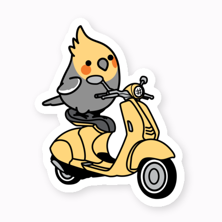 Chubby Bird  バイクに乗ったオカメインコ　ステッカー　スタンダードサイズ　防水仕様　貼り直し可　厚手　PVC素材　クーポン利用不可