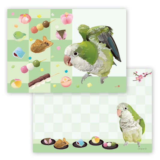 メモ帳　とりアート　オキナインコ　いとしわがし