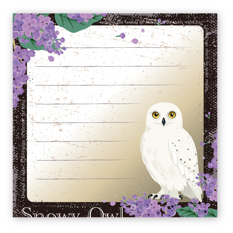 メモ帳　ヴィンテージ風　シロフクロウ　スクエア - Sweet Birdie Boutique