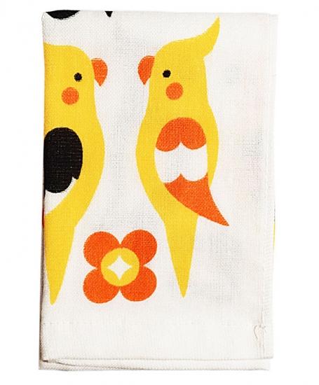ガーゼハンドタオル【花咲くオカメ】 - 小鳥雑貨専門のお店　スウィート・バーディー・ブティック