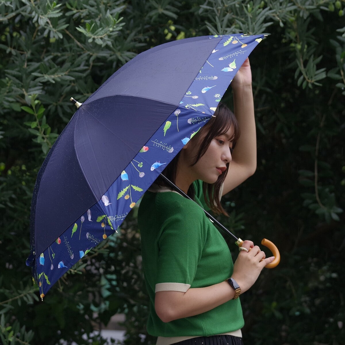 長傘　晴雨兼用傘　遮光ことり　セキセイインコ、オカメインコ、コザクラインコ、ボタンインコ