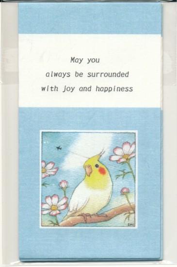 和紙　ぽち袋　ミニ封筒　オカメインコ　コスモス　英語版　(3枚セット） - 小鳥雑貨専門のお店　スウィート・バーディー・ブティック