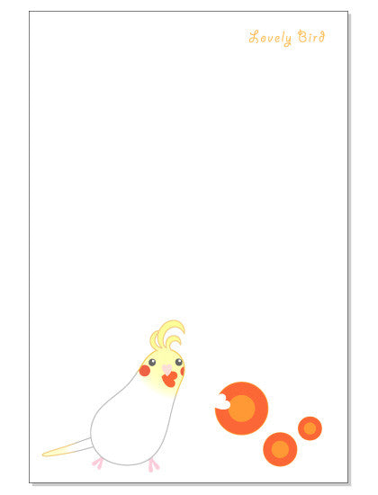 ポストカード　にんじん オカメインコ　ホワイト　ルチノー - 小鳥雑貨専門のお店　スウィート・バーディー・ブティック