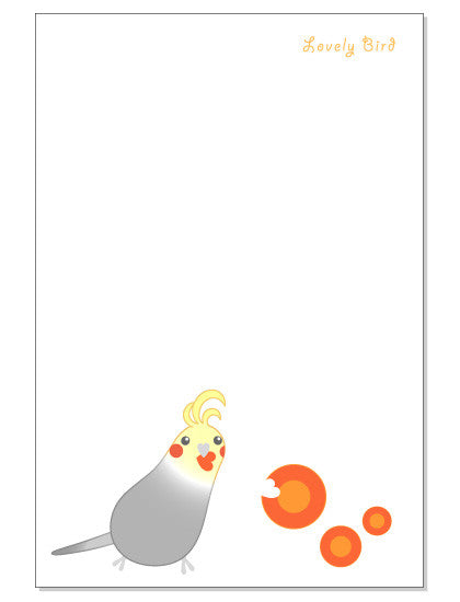 ポストカード　にんじん オカメインコ　グレー 1 - 小鳥雑貨専門のお店　スウィート・バーディー・ブティック