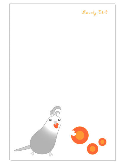 ポストカード　にんじん オカメインコ　グレー 2 - 小鳥雑貨専門のお店　スウィート・バーディー・ブティック