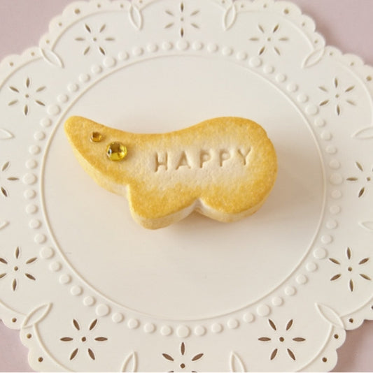 マグネット　羽型クッキー＆ビーズ　イエロー - 小鳥雑貨専門のお店　スウィート・バーディー・ブティック