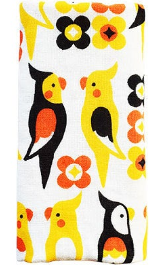 ガーゼフェイスタオル【花咲くオカメ】 - 小鳥雑貨専門のお店　スウィート・バーディー・ブティック