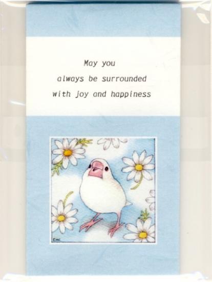 和紙　ぽち袋　ミニ封筒　文鳥　マーガレット　英語版　(3枚セット） - 小鳥雑貨専門のお店　スウィート・バーディー・ブティック