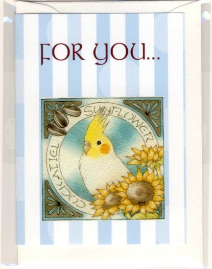 メッセージカード　オカメインコ　ひまわり - 小鳥雑貨専門のお店　スウィート・バーディー・ブティック