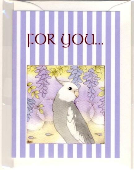 メッセージカード　オカメインコ　藤 - 小鳥雑貨専門のお店　スウィート・バーディー・ブティック