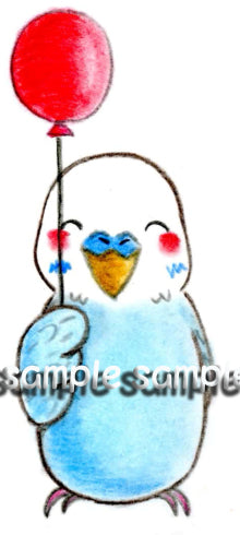 ステッカー　セキセイインコ　スパングル・ブルー1 - 小鳥雑貨専門のお店　スウィート・バーディー・ブティック