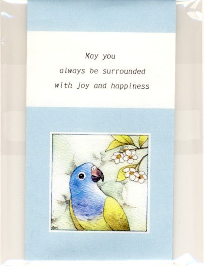 　和紙　ぽち袋　ミニ封筒　アケボノインコ　エゴノキ　英語版　(3枚セット） - 小鳥雑貨専門のお店　スウィート・バーディー・ブティック