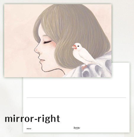 ポストカード mirror-right 文鳥 - 小鳥雑貨専門のお店　スウィート・バーディー・ブティック