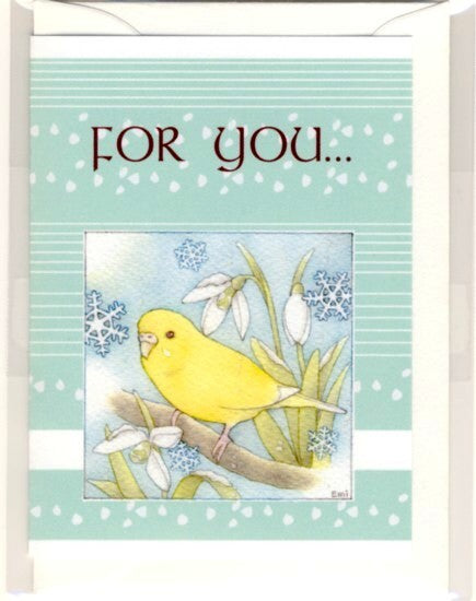 メッセージカード　セキセイインコ　スノードロップ - 小鳥雑貨専門のお店　スウィート・バーディー・ブティック