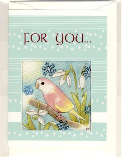 メッセージカード　アキクサインコ　スノードロップ - 小鳥雑貨専門のお店　スウィート・バーディー・ブティック