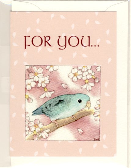 メッセージカード　サザナミインコ　桜 - 小鳥雑貨専門のお店　スウィート・バーディー・ブティック