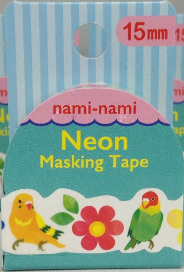 ナミナミネオン・マスキングテープ　インコ - 小鳥雑貨専門のお店　スウィート・バーディー・ブティック