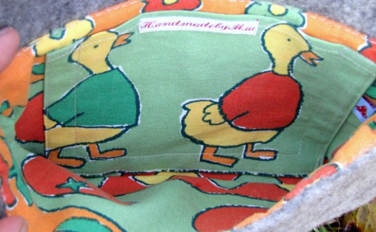 30% OFF 羊毛フェルト ポーチ　ラージサイズ　小鳥ときのこ - 小鳥雑貨専門のお店　スウィート・バーディー・ブティック