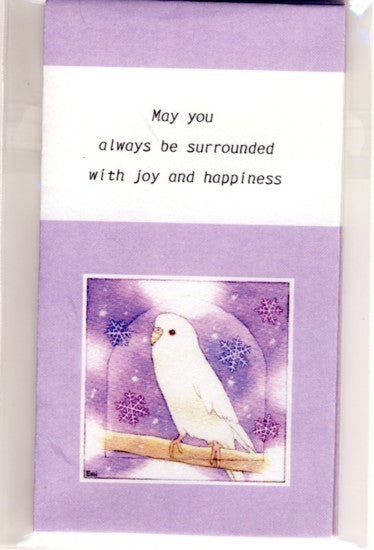 和紙　ぽち袋　ミニ封筒　セキセイインコ 　雪の結晶　英語版　(3枚セット） - 小鳥雑貨専門のお店　スウィート・バーディー・ブティック