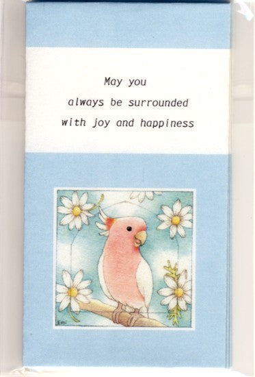 和紙　ぽち袋　ミニ封筒　クルマサカオウム　マーガレット　英語版　(3枚セット） - 小鳥雑貨専門のお店　スウィート・バーディー・ブティック
