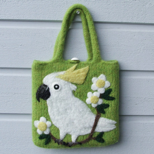 愛鳥コレクション　羊毛フェルトバッグ　キバタン - 小鳥雑貨専門のお店　スウィート・バーディー・ブティック